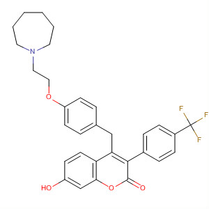 917966-31-5  2H-1-Benzopyran-2-one,4-[[4-[2-(hexahydro-1H-azepin-1-yl)ethoxy]phenyl]methyl]-7-hydroxy-3-[4-(trifluoromethyl)phenyl]-