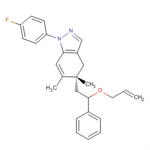 917982-20-8  1H-Indazole,1-(4-fluorophenyl)-4,5-dihydro-5,6-dimethyl-5-[2-phenyl-2-(2-propen-1-yloxy)ethyl]-, (5R)-