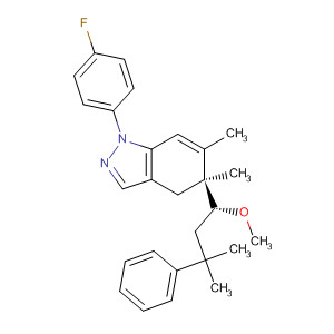 917983-36-9  1H-Indazole,1-(4-fluorophenyl)-4,5-dihydro-5-[(1R)-1-methoxy-3-methyl-3-phenylbutyl]-5,6-dimethyl-, (5S)-