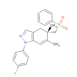 917983-40-5  1H-Indazole,1-(4-fluorophenyl)-4,5-dihydro-5,6-dimethyl-5-[(phenylsulfonyl)methyl]-,(5S)-