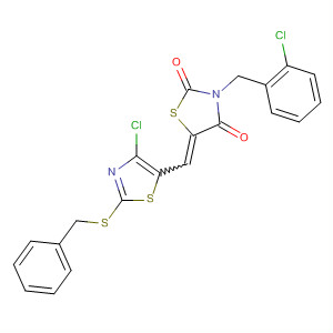 918131-19-8  2,4-Thiazolidinedione,3-[(2-chlorophenyl)methyl]-5-[[4-chloro-2-[(phenylmethyl)thio]-5-thiazolyl]methylene]-