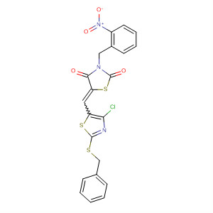 918131-22-3  2,4-Thiazolidinedione,5-[[4-chloro-2-[(phenylmethyl)thio]-5-thiazolyl]methylene]-3-[(2-nitrophenyl)methyl]-