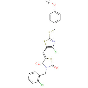 918131-25-6  2,4-Thiazolidinedione,5-[[4-chloro-2-[[(4-methoxyphenyl)methyl]thio]-5-thiazolyl]methylene]-3-[(2-chlorophenyl)methyl]-