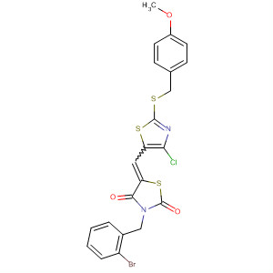 918131-26-7  2,4-Thiazolidinedione,3-[(2-bromophenyl)methyl]-5-[[4-chloro-2-[[(4-methoxyphenyl)methyl]thio]-5-thiazolyl]methylene]-