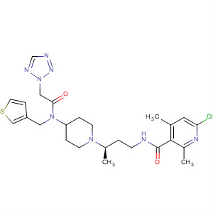 918139-88-5  3-Pyridinecarboxamide,6-chloro-2,4-dimethyl-N-[(3R)-3-[4-[[2-(2H-tetrazol-2-yl)acetyl](3-thienylmethyl)amino]-1-piperidinyl]butyl]-