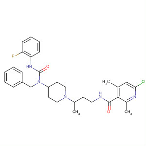 918140-41-7  3-Pyridinecarboxamide,6-chloro-N-[3-[4-[[[(2-fluorophenyl)amino]carbonyl](phenylmethyl)amino]-1-piperidinyl]butyl]-2,4-dimethyl-