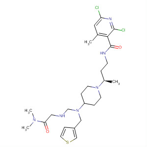 918141-16-9  3-Pyridinecarboxamide,2,6-dichloro-N-[(3R)-3-[4-[[[[2-(dimethylamino)-2-oxoethyl]amino]carbonyl](3-thienylmethyl)amino]-1-piperidinyl]butyl]-4-methyl-