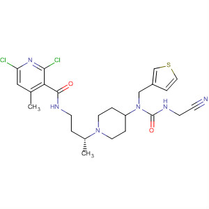 918141-22-7  3-Pyridinecarboxamide,2,6-dichloro-N-[(3R)-3-[4-[[[(cyanomethyl)amino]carbonyl](3-thienylmethyl)amino]-1-piperidinyl]butyl]-4-methyl-