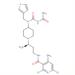918141-24-9  3-Pyridinecarboxamide,N-[(3R)-3-[4-[[(acetylamino)carbonyl](3-thienylmethyl)amino]-1-piperidinyl]butyl]-2,6-dichloro-4-methyl-