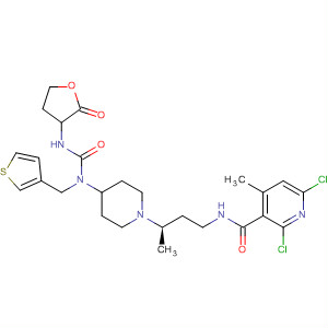 918141-25-0  3-Pyridinecarboxamide,2,6-dichloro-4-methyl-N-[(3R)-3-[4-[[[(tetrahydro-2-oxo-3-furanyl)amino]carbonyl](3-thienylmethyl)amino]-1-piperidinyl]butyl]-