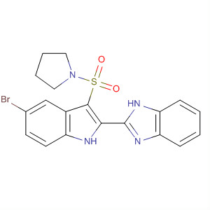 918142-38-8  1H-Benzimidazole, 2-[5-bromo-3-(1-pyrrolidinylsulfonyl)-1H-indol-2-yl]-