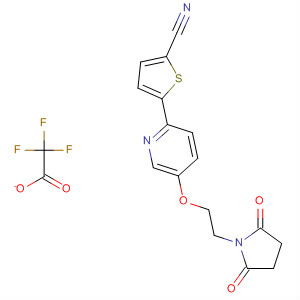 918147-21-4  2-Thiophenecarbonitrile,5-[5-[2-(2,5-dioxo-1-pyrrolidinyl)ethoxy]-2-pyridinyl]-,2,2,2-trifluoroacetate (1:1)