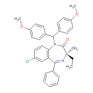 918159-93-0  2H-1,4-Benzodiazepin-2-one,1-[bis(4-methoxyphenyl)methyl]-7-chloro-3-ethyl-1,3-dihydro-3-methyl-5-phenyl-, (3R)-