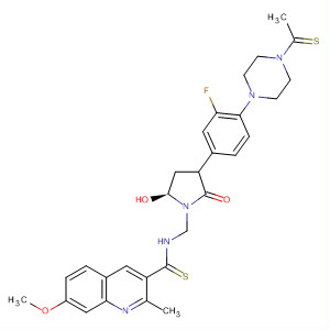 918301-39-0  3-Quinolinecarbothioamide,N-[[(5S)-3-[3-fluoro-4-[4-(1-thioxoethyl)-1-piperazinyl]phenyl]-2-oxo-5-oxazolidinyl]methyl]-7-methoxy-2-methyl-