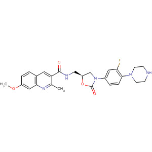 918301-53-8  3-Quinolinecarboxamide,N-[[(5S)-3-[3-fluoro-4-(1-piperazinyl)phenyl]-2-oxo-5-oxazolidinyl]methyl]-7-methoxy-2-methyl-