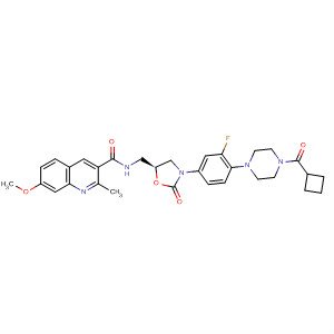 918301-54-9  3-Quinolinecarboxamide,N-[[(5S)-3-[4-[4-(cyclobutylcarbonyl)-1-piperazinyl]-3-fluorophenyl]-2-oxo-5-oxazolidinyl]methyl]-7-methoxy-2-methyl-