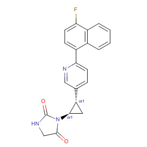 918305-78-9  2,4-Imidazolidinedione,3-[(1R,2S)-2-[6-(4-fluoro-1-naphthalenyl)-3-pyridinyl]cyclopropyl]-, rel-