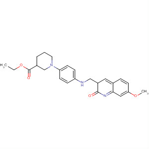911106-21-3  3-Piperidinecarboxylic acid,1-[4-[[(1,2-dihydro-7-methoxy-2-oxo-3-quinolinyl)methyl]amino]phenyl]-,ethyl ester
