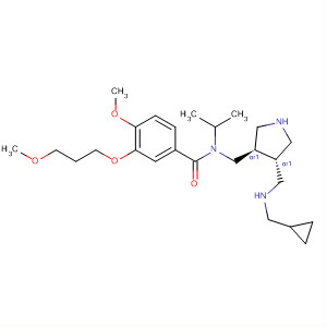 911113-87-6  Benzamide,N-[[(3R,4S)-4-[[(cyclopropylmethyl)amino]methyl]-3-pyrrolidinyl]methyl]-4-methoxy-3-(3-methoxypropoxy)-N-(1-methylethyl)-, rel-