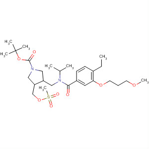 911114-14-2  1-Pyrrolidinecarboxylic acid,3-[[[4-ethyl-3-(3-methoxypropoxy)benzoyl](1-methylethyl)amino]methyl]-4-[[(methylsulfonyl)oxy]methyl]-, 1,1-dimethylethyl ester, (3R,4S)-
