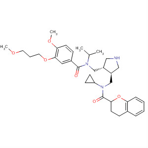 911118-29-1  2H-1-Benzopyran-2-carboxamide,N-cyclopropyl-3,4-dihydro-N-[[(3S,4S)-4-[[[4-methoxy-3-(3-methoxypropoxy)benzoyl](1-methylethyl)amino]methyl]-3-pyrrolidinyl]methyl]-