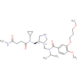 911118-64-4  Butanediamide,N-cyclopropyl-N-[[(3R,4R)-4-[[[4-methoxy-3-(3-methoxypropoxy)benzoyl](1-methylethyl)amino]methyl]-3-pyrrolidinyl]methyl]-N'-methyl-, rel-
