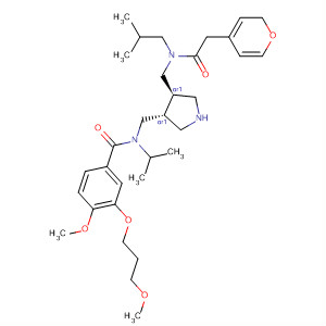 911119-47-6  2H-Pyran-4-acetamide,tetrahydro-N-[[(3R,4R)-4-[[[4-methoxy-3-(3-methoxypropoxy)benzoyl](1-methylethyl)amino]methyl]-3-pyrrolidinyl]methyl]-N-(2-methylpropyl)-, rel-