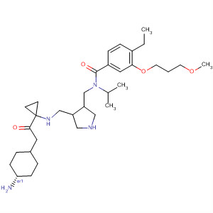 911120-08-6  Benzamide,N-[[(3S,4S)-4-[[[(trans-4-aminocyclohexyl)acetyl]cyclopropylamino]methyl]-3-pyrrolidinyl]methyl]-4-ethyl-3-(3-methoxypropoxy)-N-(1-methylethyl)-