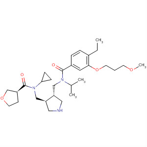 911120-12-2  3-Furancarboxamide,N-cyclopropyl-N-[[(3S,4S)-4-[[[4-ethyl-3-(3-methoxypropoxy)benzoyl](1-methylethyl)amino]methyl]-3-pyrrolidinyl]methyl]tetrahydro-, (3S)-