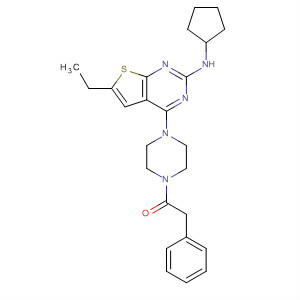 911224-47-0  Piperazine,1-[2-(cyclopentylamino)-6-ethylthieno[2,3-d]pyrimidin-4-yl]-4-(phenylacetyl)-