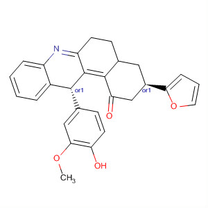 913077-18-6  Benz[a]acridin-11(7H)-one,9-(2-furanyl)-8,9,10,12-tetrahydro-12-(4-hydroxy-3-methoxyphenyl)-,(9R,12R)-rel-