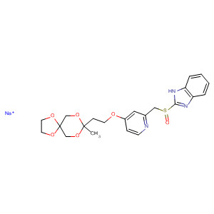 913695-59-7  1H-Benzimidazole,2-[[[4-[2-(8-methyl-1,4,7,9-tetraoxaspiro[4.5]dec-8-yl)ethoxy]-2-pyridinyl]methyl]sulfinyl]-, sodium salt