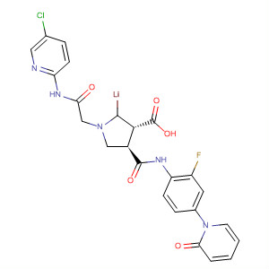 913743-33-6  3-Pyrrolidinecarboxylic acid,1-[2-[(5-chloro-2-pyridinyl)amino]-2-oxoethyl]-4-[[[2-fluoro-4-(2-oxo-1(2H)-pyridinyl)phenyl]amino]carbonyl]-, monolithium salt, (3R,4R)-