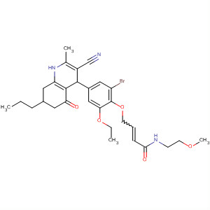 914264-69-0  2-Butenamide,4-[2-bromo-4-(3-cyano-1,4,5,6,7,8-hexahydro-2-methyl-5-oxo-7-propyl-4-quinolinyl)-6-ethoxyphenoxy]-N-(2-methoxyethyl)-