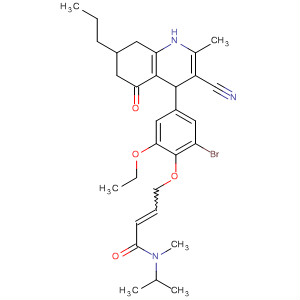 914264-70-3  2-Butenamide,4-[2-bromo-4-(3-cyano-1,4,5,6,7,8-hexahydro-2-methyl-5-oxo-7-propyl-4-quinolinyl)-6-ethoxyphenoxy]-N-methyl-N-(1-methylethyl)-