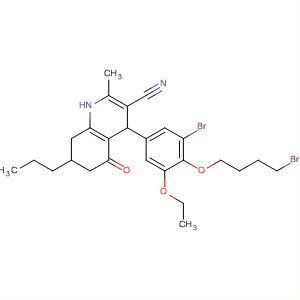 914265-14-8  3-Quinolinecarbonitrile,4-[3-bromo-4-(4-bromobutoxy)-5-ethoxyphenyl]-1,4,5,6,7,8-hexahydro-2-methyl-5-oxo-7-propyl-