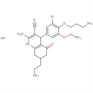 914265-19-3  3-Quinolinecarbonitrile,4-[4-(3-aminopropoxy)-3-bromo-5-ethoxyphenyl]-1,4,5,6,7,8-hexahydro-2-methyl-5-oxo-7-propyl-, monohydrobromide