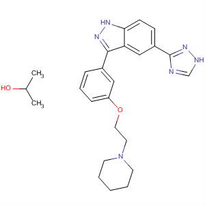 914910-58-0  1H-Indazole,3-[3-[2-(1-piperidinyl)ethoxy]phenyl]-5-(1H-1,2,4-triazol-3-yl)-, compd.with 2-propanol (1:1)