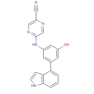 915412-05-4  2-Pyrazinecarbonitrile, 5-[[3-hydroxy-5-(1H-indol-4-yl)phenyl]amino]-