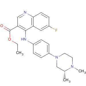 915723-07-8  3-Quinolinecarboxylic acid,4-[[4-[(3R)-3,4-dimethyl-1-piperazinyl]phenyl]amino]-6-fluoro-, ethylester