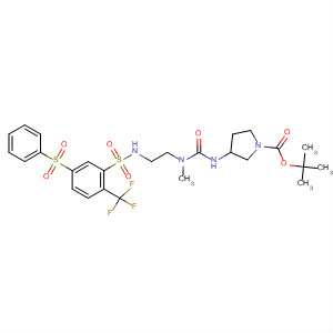 915761-82-9  1-Pyrrolidinecarboxylic acid,3-[[[methyl[2-[[[5-(phenylsulfonyl)-2-(trifluoromethyl)phenyl]sulfonyl]amino]ethyl]amino]carbonyl]amino]-, 1,1-dimethylethyl ester, (3S)-