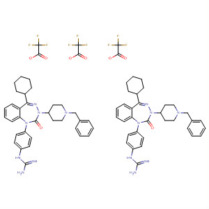 916506-08-6  Guanidine,N-[4-[5-cyclohexyl-2,3-dihydro-2-oxo-3-[1-(phenylmethyl)-4-piperidinyl]-1H-1,3,4-benzotriazepin-1-yl]phenyl]-, 2,2,2-trifluoroacetate (2:3)