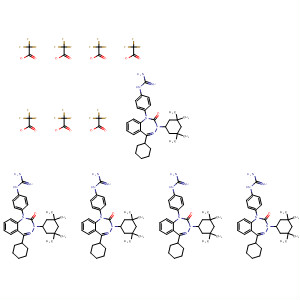 916506-19-9  Guanidine,N-[4-[5-cyclohexyl-2,3-dihydro-2-oxo-3-(3,3,5,5-tetramethylcyclohexyl)-1H-1,3,4-benzotriazepin-1-yl]phenyl]-, 2,2,2-trifluoroacetate (5:7)