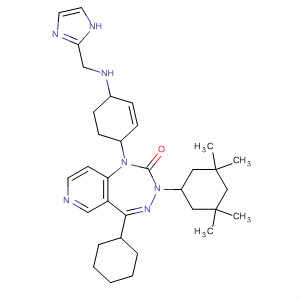 916509-25-6  2H-Pyrido[4,3-e][1,2,4]triazepin-2-one,5-cyclohexyl-1,3-dihydro-1-[4-[(1H-imidazol-2-ylmethyl)amino]phenyl]-3-(3,3,5,5-tetramethylcyclohexyl)-