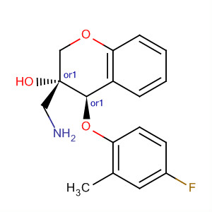 916524-74-8  2H-1-Benzopyran-3-ol,3-(aminomethyl)-4-(4-fluoro-2-methylphenoxy)-3,4-dihydro-,(3R,4R)-rel-