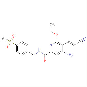 916673-16-0  2-Pyridinecarboxamide,4-amino-5-[(1E)-2-cyanoethenyl]-6-ethoxy-N-[[4-(methylsulfonyl)phenyl]methyl]-