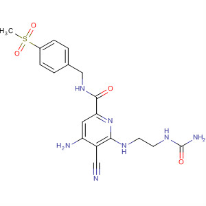916673-34-2  2-Pyridinecarboxamide,4-amino-6-[[2-[(aminocarbonyl)amino]ethyl]amino]-5-cyano-N-[[4-(methylsulfonyl)phenyl]methyl]-