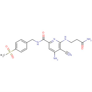 916673-35-3  2-Pyridinecarboxamide,4-amino-6-[(3-amino-3-oxopropyl)amino]-5-cyano-N-[[4-(methylsulfonyl)phenyl]methyl]-
