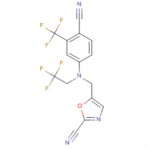 916808-77-0  2-Oxazolecarbonitrile,5-[[[4-cyano-3-(trifluoromethyl)phenyl](2,2,2-trifluoroethyl)amino]methyl]-