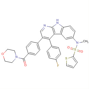 916818-75-2  2-Thiophenesulfonamide,N-[4-(4-fluorophenyl)-3-[4-(4-morpholinylcarbonyl)phenyl]-9H-pyrido[2,3-b]indol-6-yl]-N-methyl-